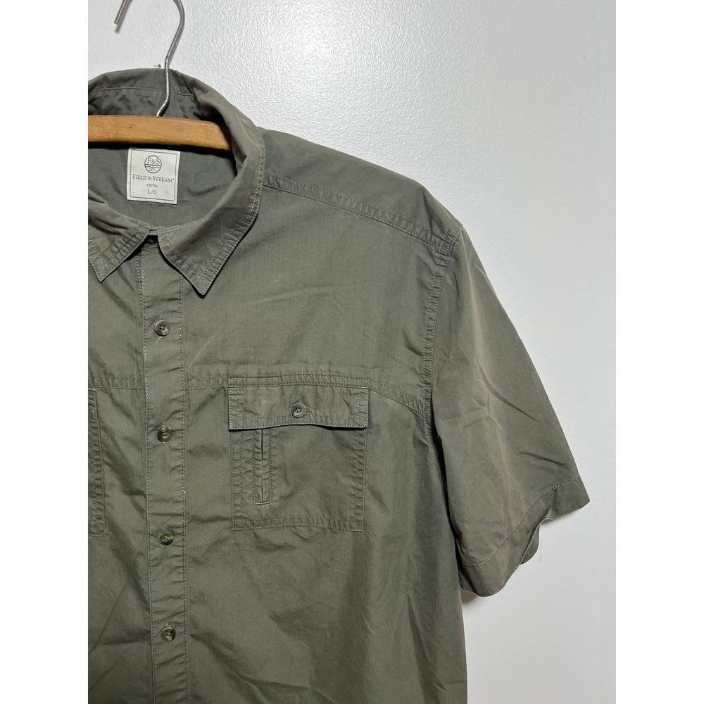 Field & Stream Mens Short Sleeve Button Down Utility Shirt Olive Green Large - Picture 8 of 10